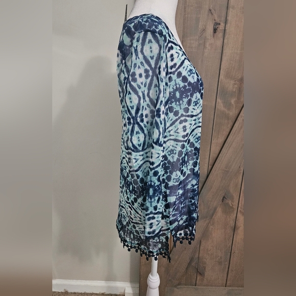 INC International Concepts BEACH Boho Printed Sheer Tassel Coverup. Size L NWT - Picture 9 of 10